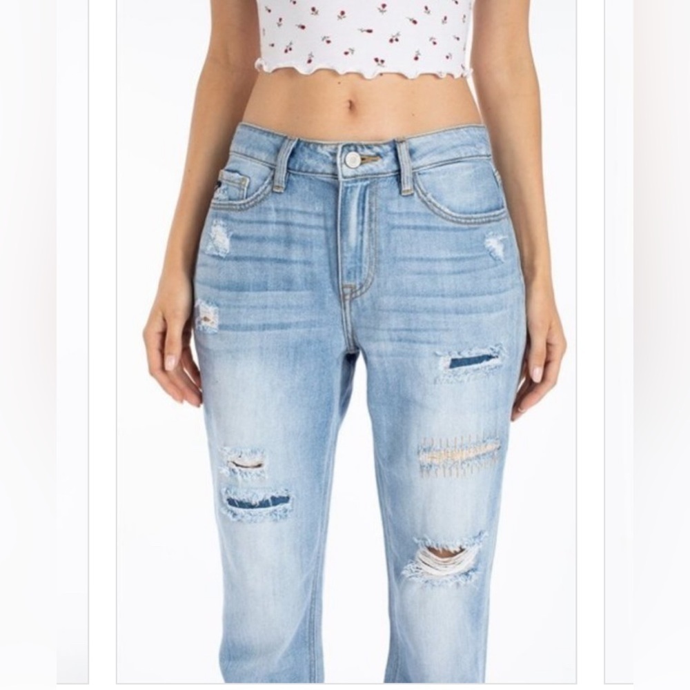 KanCan High Rise Mended Boyfriend Jeans - Picture 3 of 9